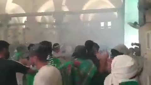 Israeli Occupation Forces Firing inside al asqa mosque