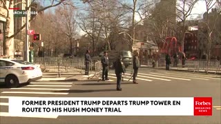 JUST IN: Former President Trump Departs Trump Tower For New York City Hush Money Trial