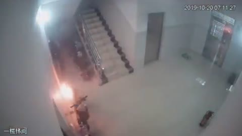 Charging Electric Bike Explodes In Building Stairwell