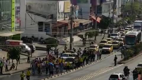 Protesta de taxistas en Cartagena