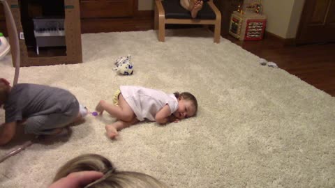 Adorable toddler practices emergency drills