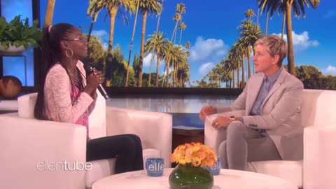 Ellen taught this little kid how to speak English