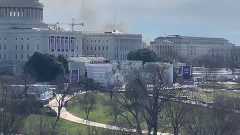 Smoke Rising Behind US Capitol Building