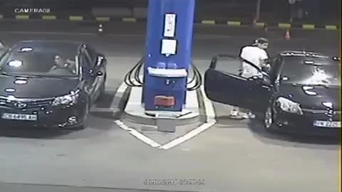 Guy Refuses To Put Cigarette Out At Gas Station, So He Did It For Him