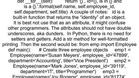 Employee Classes Python