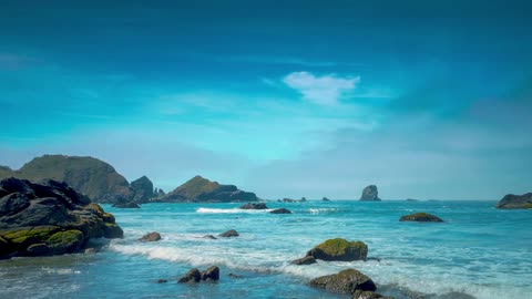 Rock Formations And Islets On The Sea Bay And Shore