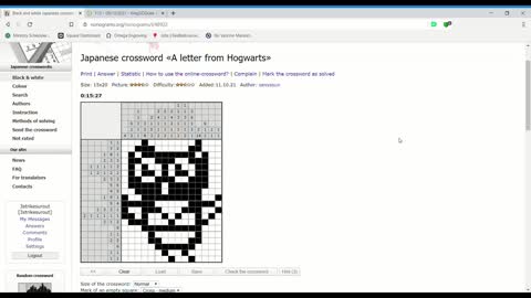 Nonograms - A letter from Hogwarts