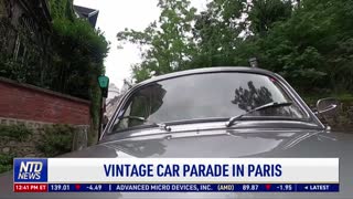 Vintage Car Parade Held in Paris