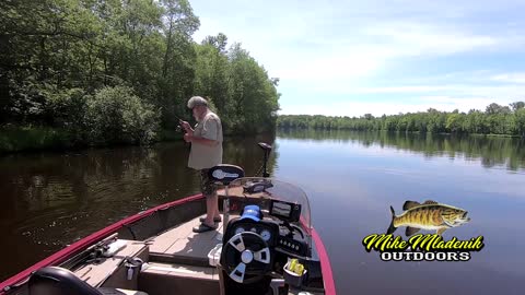 Topwater smallmouth on the Menominee River in summer