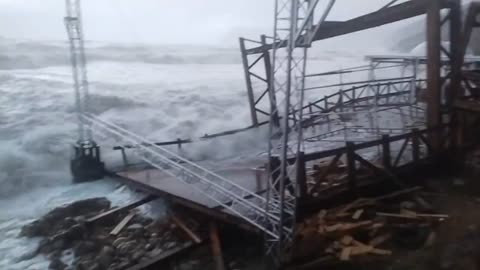 Storm Surge Destroying Russian Naval Facilities in Crimea