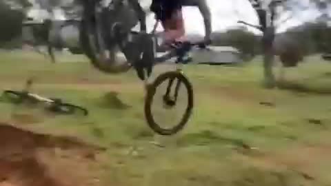 instant regret- jumping a scetchy jump on a bike.