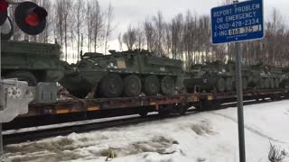 Train Transports Tons of Military Vehicles