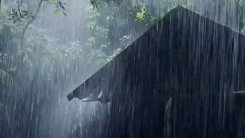 Sleep Instantly in 3 Minutes with Heavy Rain & Thunder in an Ancient House, Foggy Forest Night