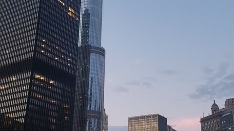 Chicago's Beautiful Trump Tower at Dusk