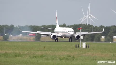 Landings At Schiphol Airport Runway. plane spotting