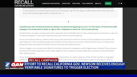 Effort to recall Calif. Gov. Newsom receives enough verifiable signatures to trigger election
