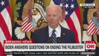 Biden’s Brain Sputters out at the End of a Question About the Filibusters