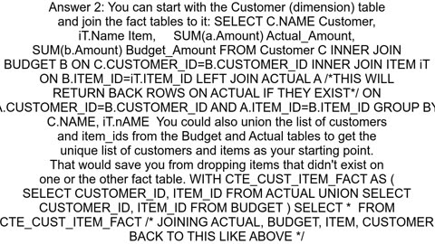 Joining two fact tables with common dimensions