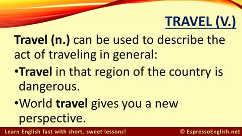 Difference Between Travel, Trip, and Journey