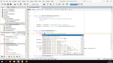 Conectando Java y MongoDB 3. Registros de Log