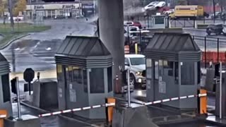 The Moment Car goes full Evel Kneivel before Exploding at U.S Canada Border