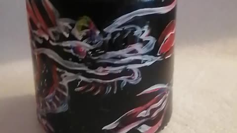 Glass Jar adorned with Handpainted Chinese 5 claw dragon