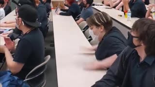 University of North Texas classroom in Denton erupted into chants of "f*ck these fascists" and slammed their fists on the desks as Jeff Younger tried to speak