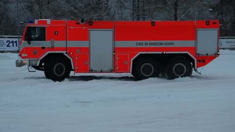 Fire Truck Does Some Snow Drifting