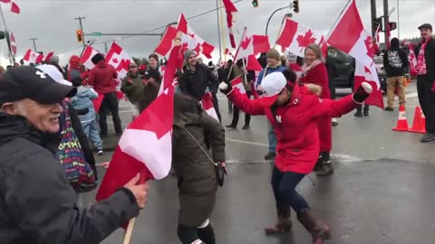 CANADIANS DANCING TO FOOTLOOSE DURING PEACEFUL PROTEST