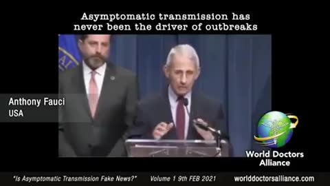 Fauci says, "Asymptomatic transmission has never been the driver of outbreaks