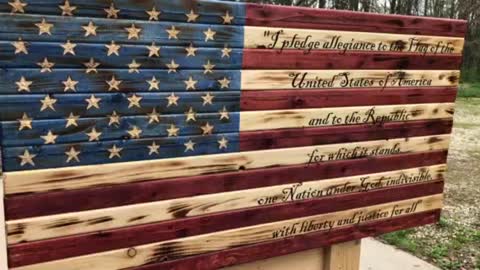 Pledge of Allegiance Rustic wooden American Flag
