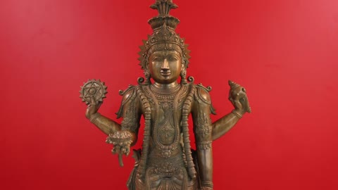 37" Large Superfine Lord Guruvayurappan (Vishnu) | Madhuchista Vidhana | Panchaloha Bronze