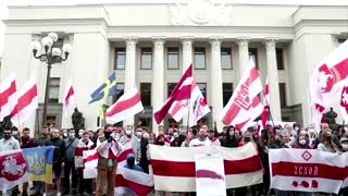 Belarusians rally against Lukashenko in Ukraine