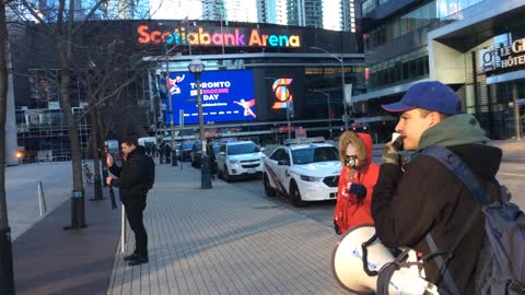 Exposing the covid scam and preaching outside the Scotiabank Arena, December 12, 2021