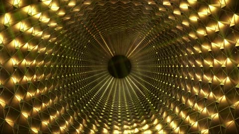 Infinite golden luminous tunnel