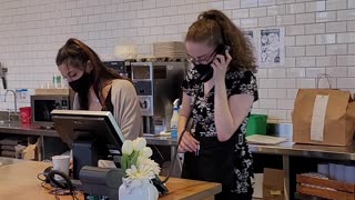 Twin girls at Coffee shop