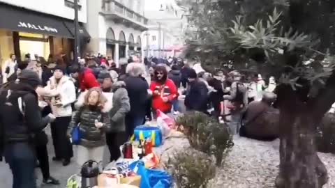 Italy In Milan, Italians, vaccinated or not, are gathering to drink and eat outdoors to demonstrate their disapproval of the Green Pass system