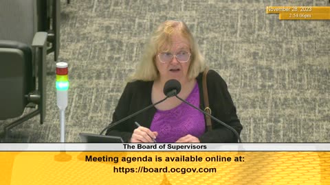OC BOS 11/28/23 Mtg - Carolyn Speaks During Public Comment Session