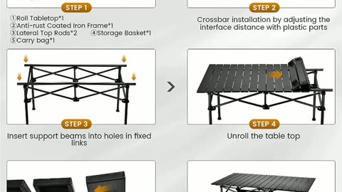 Folding Portable Picnic Camping Table Roll-Up Table with Easy Carrying Bag Aluminum Alloy BBQ Picnic