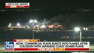 Tokyo-Japanese Coast Guard Mid Air Collision, Plane Bursts into Flame's, 5 Crew Killed.