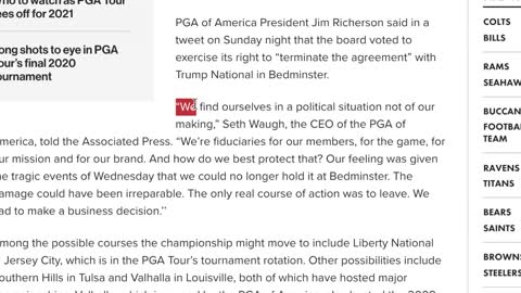 PGA Tour strips 2022 championship from Trump Golf Course