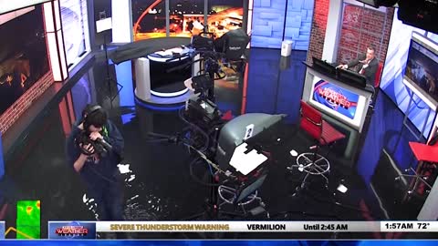 US TV channel remains on air despite studio flooding after severe storms