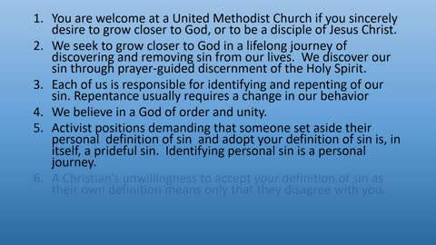 Message to United Methodists on the Non-conflict