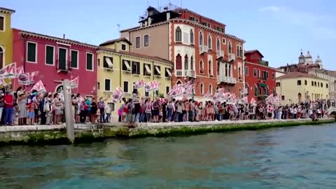 Activists protest return of cruise ships in Venice