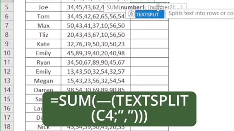 How to combine SUM and TEXTSPLIT to separate commas in Excel #excelhacks #exceltech #TechnicalBuddy