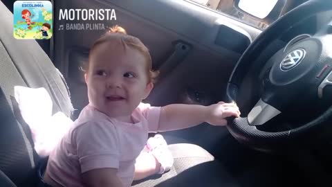 baby driving car without driver's license 😱
