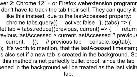 Chrome extension Get last used tab