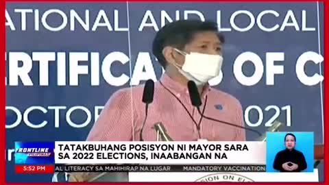 Anong posisyon ang tatakbuhanni Davao City Mayor Sara Dutertesa 2022 elections?