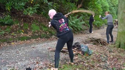 Liberal Women pay $4,000 to Scream in the woods and swing sticks lol