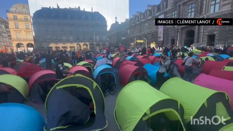 Hundreds of invaders take up camp at the Place du Palais Royal in Paris demanding the French taxpayer houses them, aided and abetted by NGO scum. - At midnight in Paris, police storm in to move the hundreds of invaders camped out.